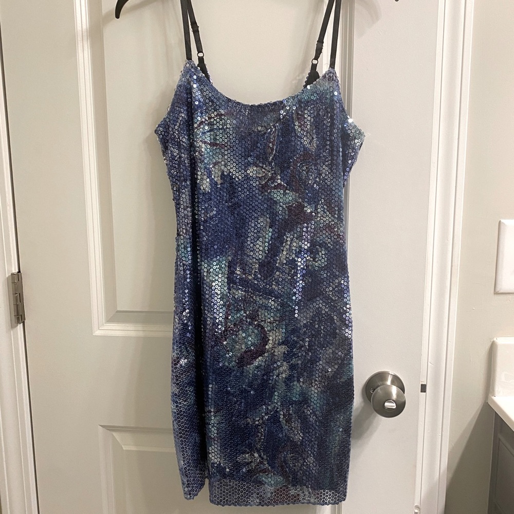 Pinky sequins adjustable straps mini dress.